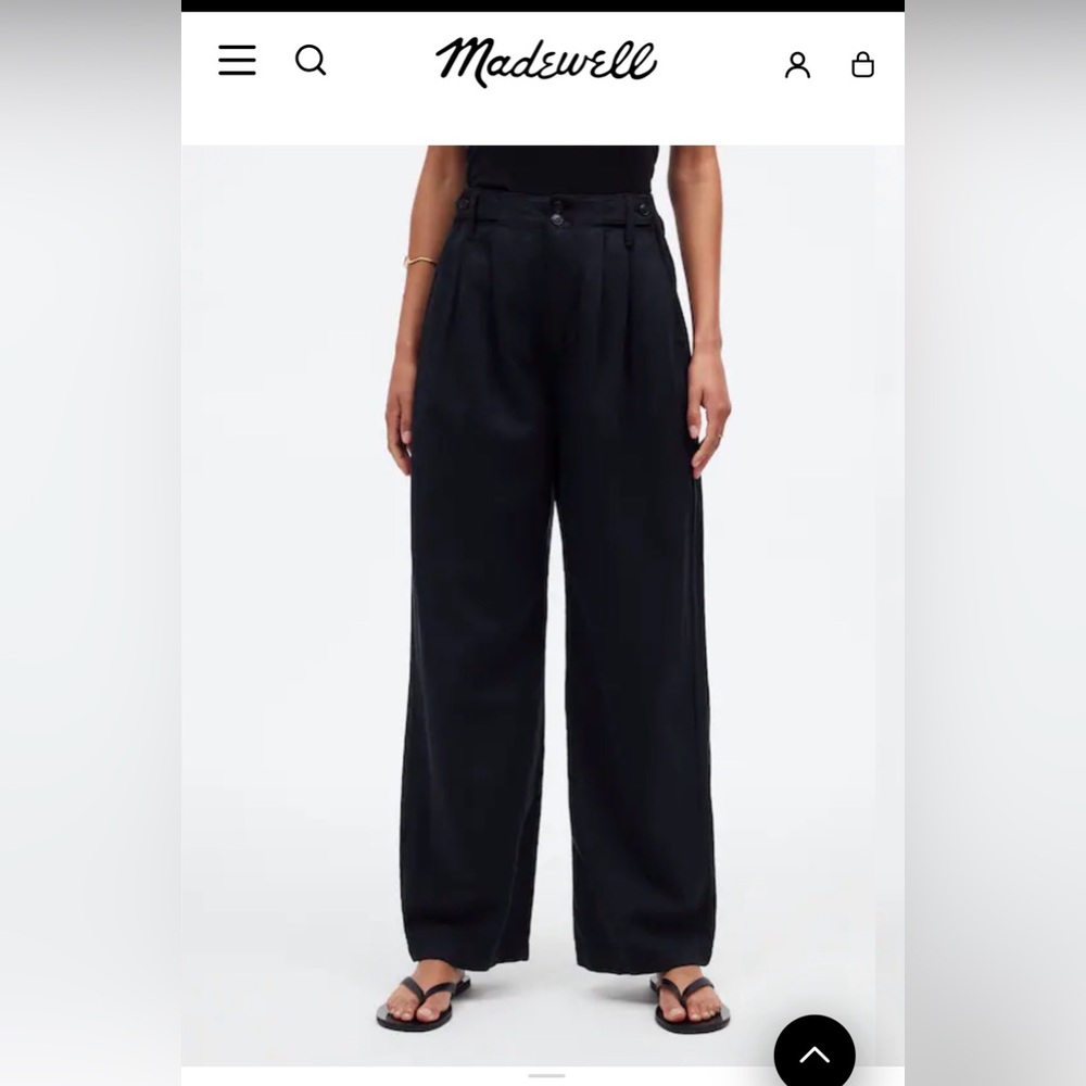 Madewell Harlow Wide-Leg Trousers Black 8 petite